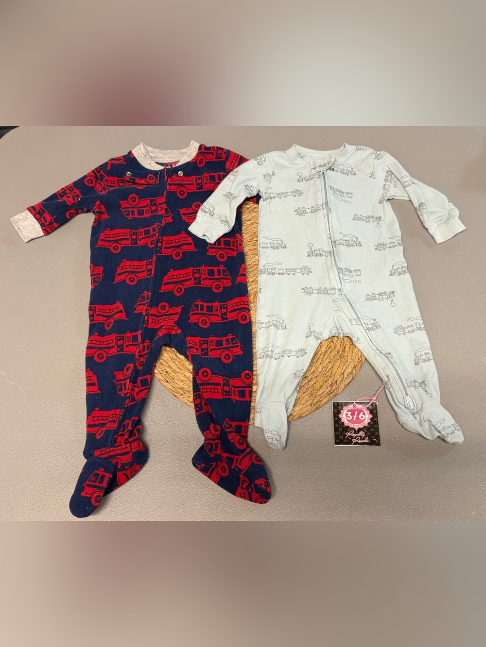 Carter's Navy & Light Blue Vehicle Print Footed Pajama Set